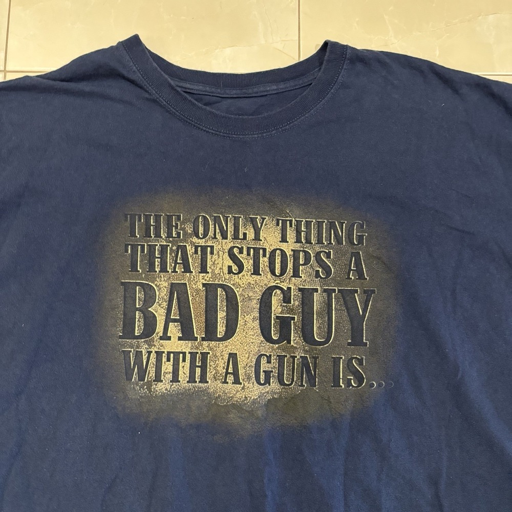 Vintage Y2K Hunting T Shirt Firearms Men's XL Good Guy With A Gun Funny Shooting